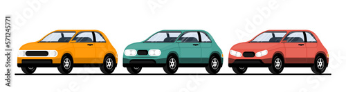Set cars two seat color difference on isolated background, Digital marketing illustration. © auns85