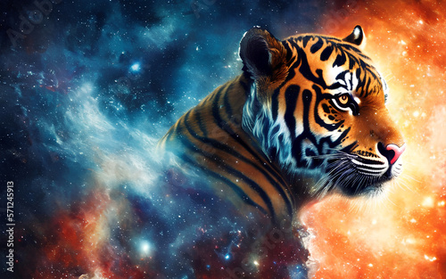 Tigerporträt im Weltraum © Meadow