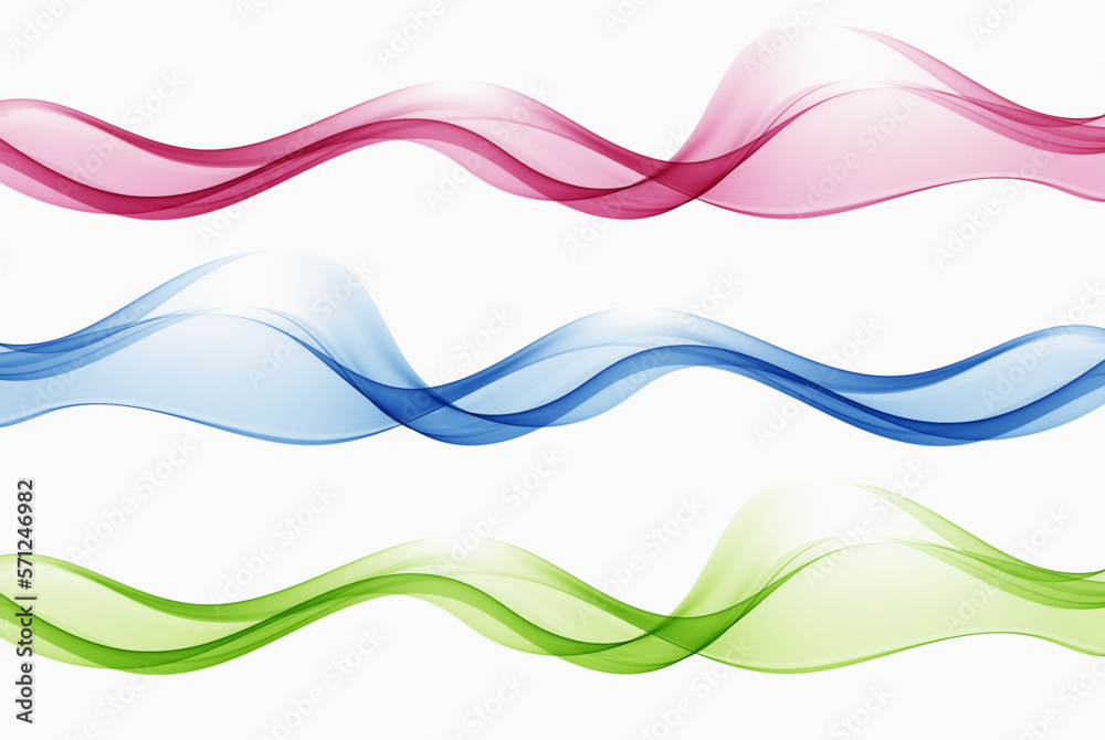 Red, green and blue flow of wavy lines, abstract wave background. Set of vector waves. Red, green and blue flow of wavy lines, abstract wave background. Set of vector waves.