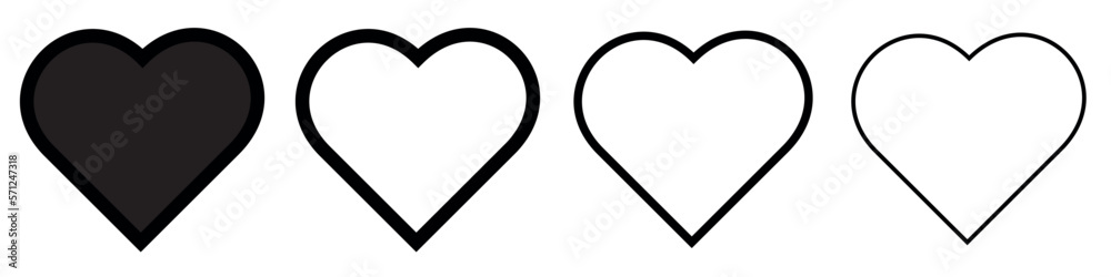 Linear set of heart icons isolated on white background. Symbol of love. Social media design template elements. Vector illustration. Vector graphics. Linear set of heart icons isolated on white background. Symbol of love. Social media design template elements. Vector illustration. Vector graphics.