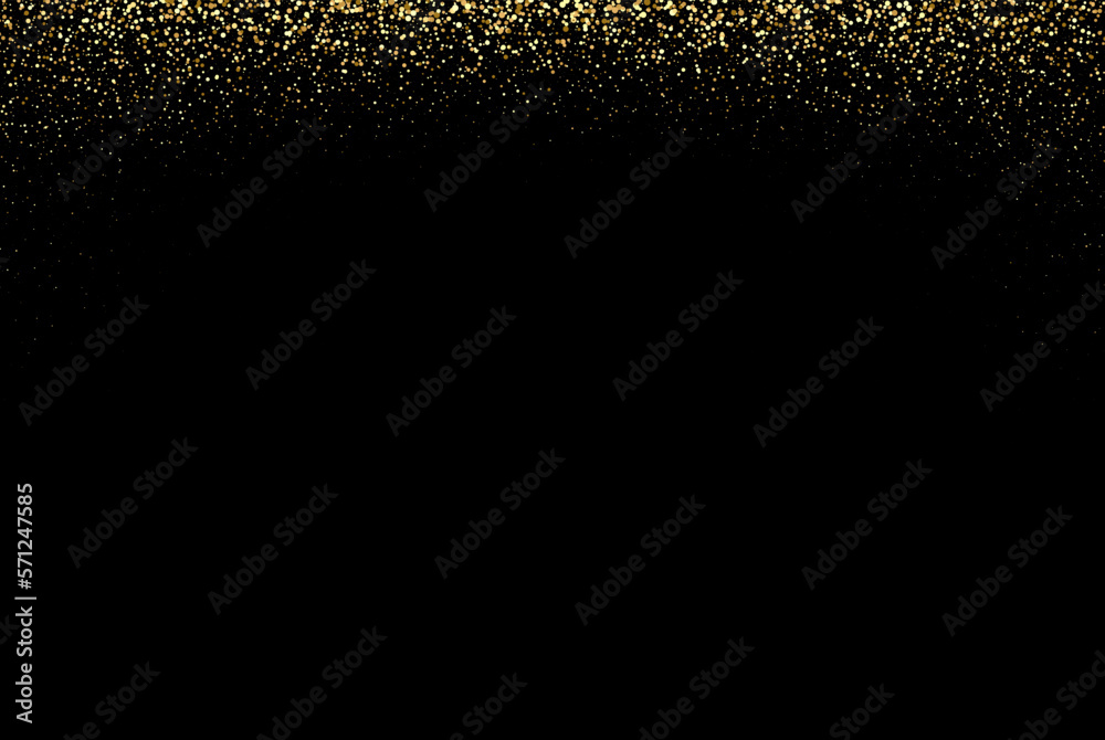 Abstract falling golden lights. Magic gold dust, holiday background. Golden Rain. Vector illustration