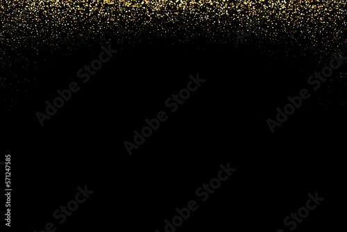Abstract falling golden lights. Magic gold dust, holiday background. Golden Rain. Vector illustration