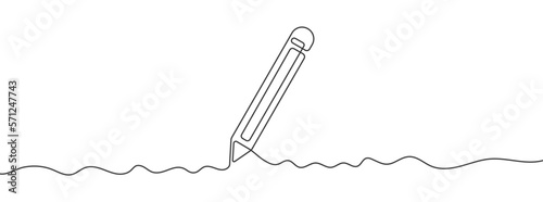 Continuous line drawing of pencil icon. Pencil linear icon. One line drawing background. Vector illustration. Pencil continuous line icon