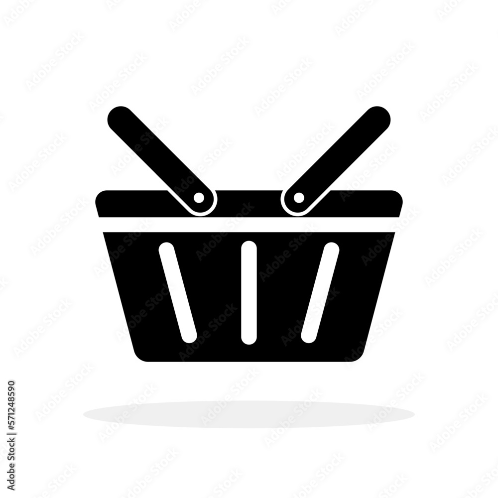 Shopping basket icon. Symbol of shopping basket. Vector illustration. Black icon isolated. Shopping basket icon. Symbol of shopping basket. Vector illustration. Black icon isolated.