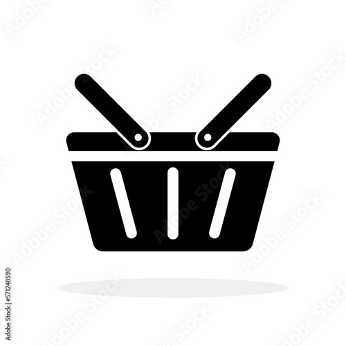 Shopping basket icon. Symbol of shopping basket. Vector illustration. Black icon isolated.