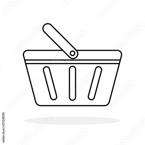 Shopping basket icon. Linear symbol of shopping basket. Vector illustration. Black icon isolated.
