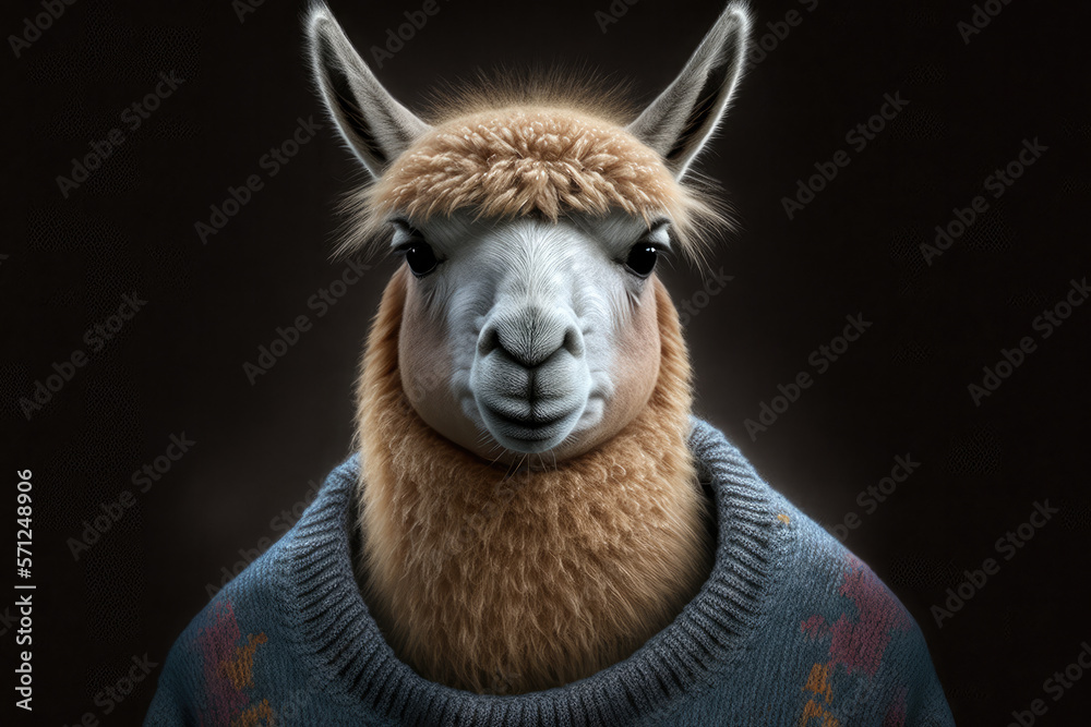Lama in a hoodie, generative ai