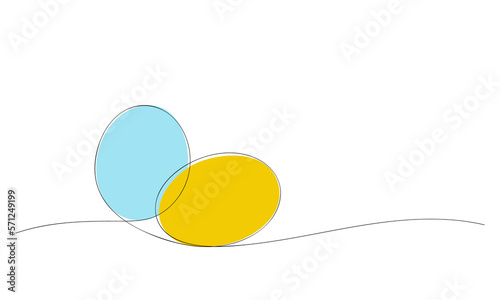 Colorful Easter eggs in one line