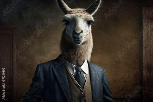 Lama in a suit, generative ai