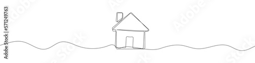 House one line background. One continuous line drawing of house icon. Vector illustration. House line icon.