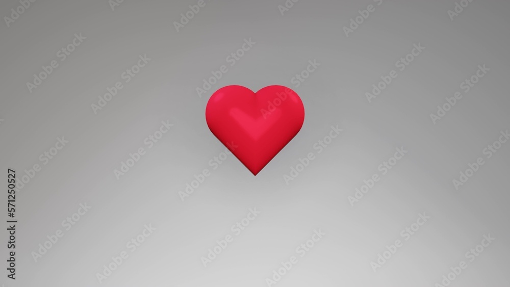 The heart is red on a gray background. The gray is moderately black.