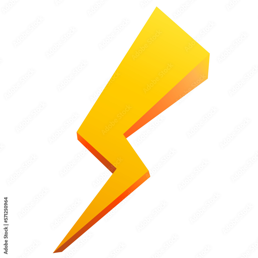 Vector bolt lighting yellow 3d icon on transparent background. Vector bolt lighting yellow 3d icon on transparent background.