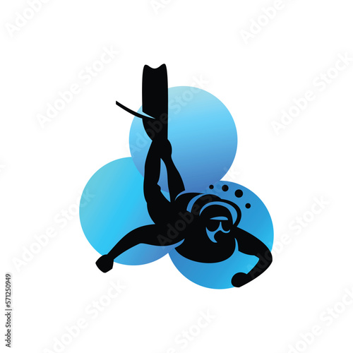 vector illustration of a diving person. flat icon isolated white background.