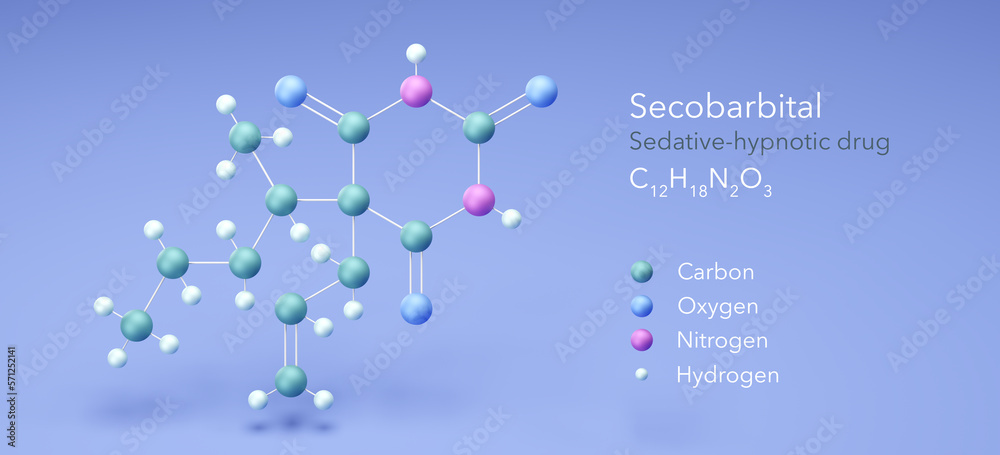 Seconal Medication secobarbital molecule, molecular structures, seconal Sedative-hypnotic ...
