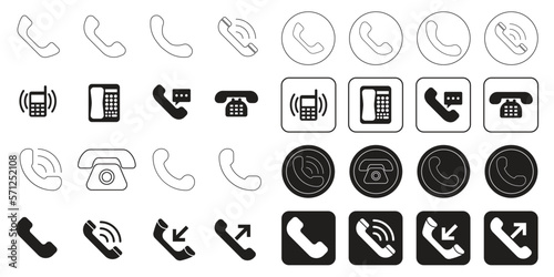 telephone and mobile phone set icon vector  call icon transparent vector illustration