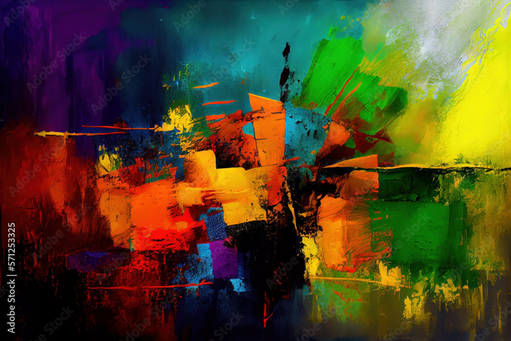 abstract modern textured painting, thick brushstrokes, layers of color and texture, AI generated