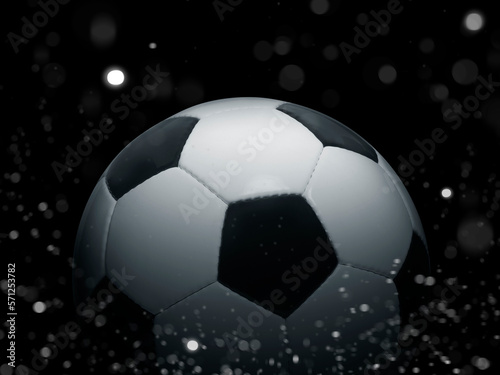 Football ball on black background with abstract lights