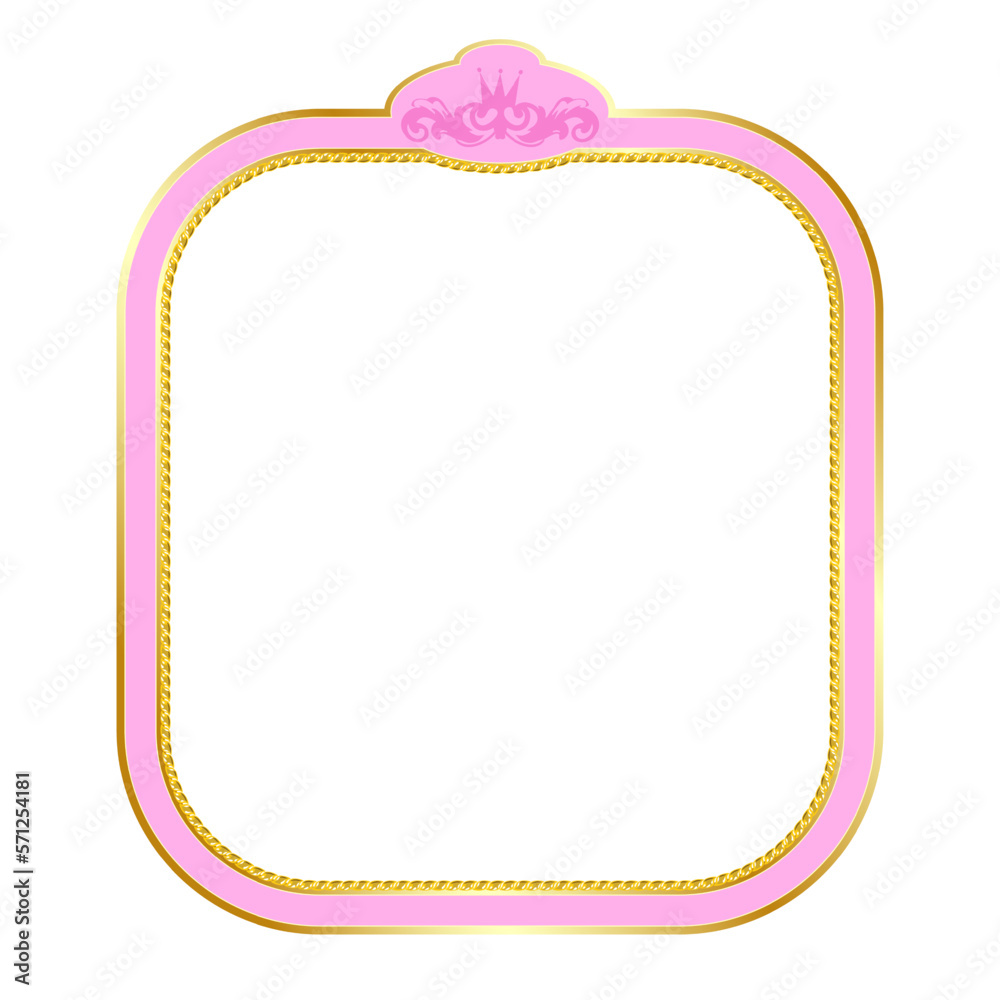 Golden and pink fantasy frame for princess portrait. Golden and pink fantasy frame for princess portrait.