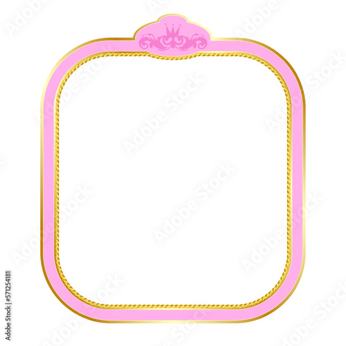 Golden and pink fantasy frame for princess portrait.