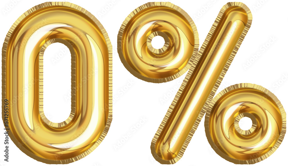Golden balloon 0 Percent off Discount label Golden balloon 0 Percent off Discount label