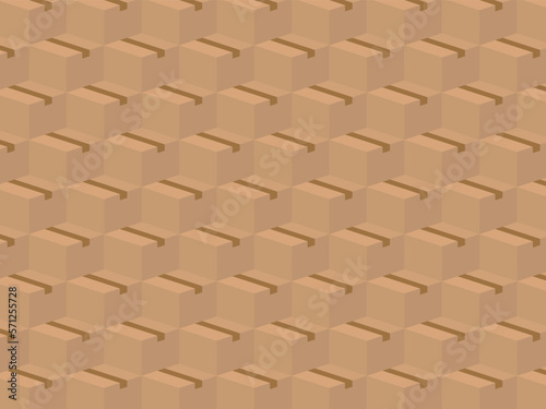 ダンボール箱の立方体模様