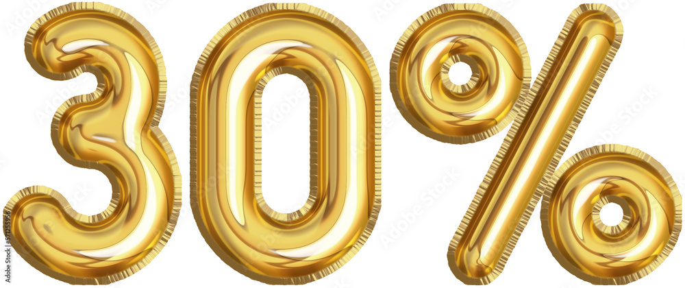 Golden balloon 30 Percent off Discount label Golden balloon 30 Percent off Discount label
