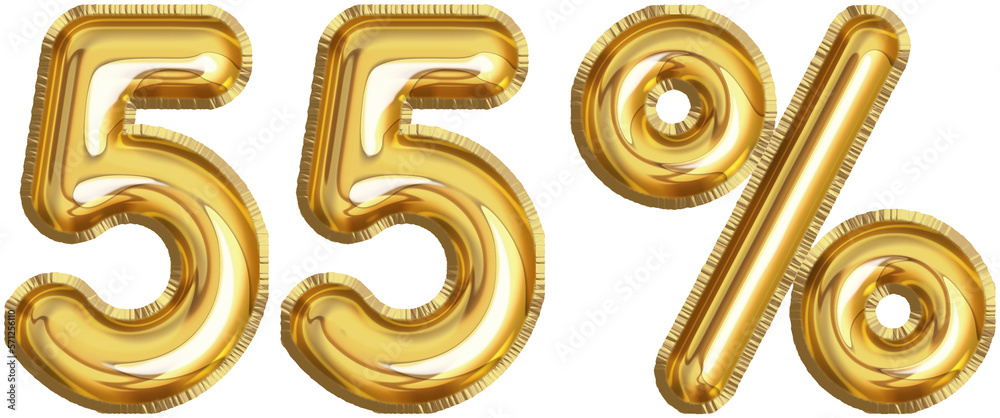 Golden balloon 55 Percent off Discount label Golden balloon 55 Percent off Discount label