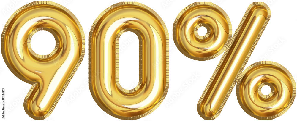 Golden balloon 90 Percent off Discount label Golden balloon 90 Percent off Discount label