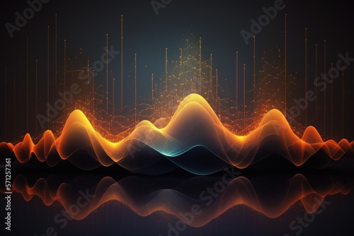 Audio digital sound wave orange and blue Made with Generative AI