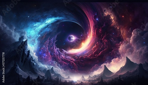 Swirl galaxy milky way stars other dimension cloud space Made with Generative AI