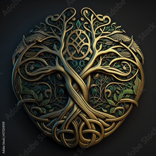 The tree of Life isolated. Celtic ornament in a circle. Round vintage celtic design