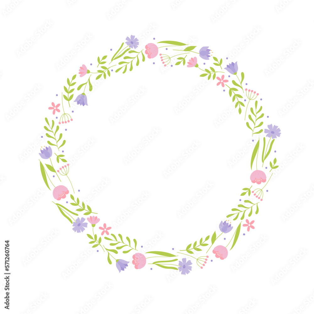 Colorful branches and flowers frame. Design element for greeting card, invitation, poster, social media 