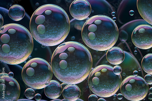 Soap bubbles background. Generative AI.