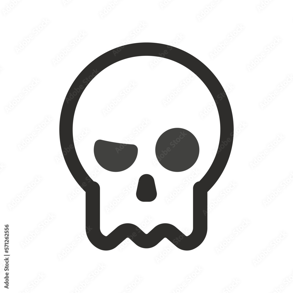 Skull vector icon. Style is flat rounded symbol, rounded angles, white background. Skull vector icon. Style is flat rounded symbol, rounded angles, white background.