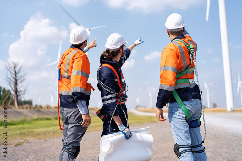 Wind turbine service engineer plan for inspection and maintenance renewable electricity generator