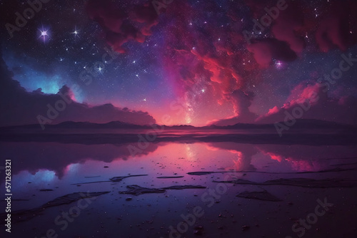 Starry night sky meets horizon beautiful space no sun Generative AI