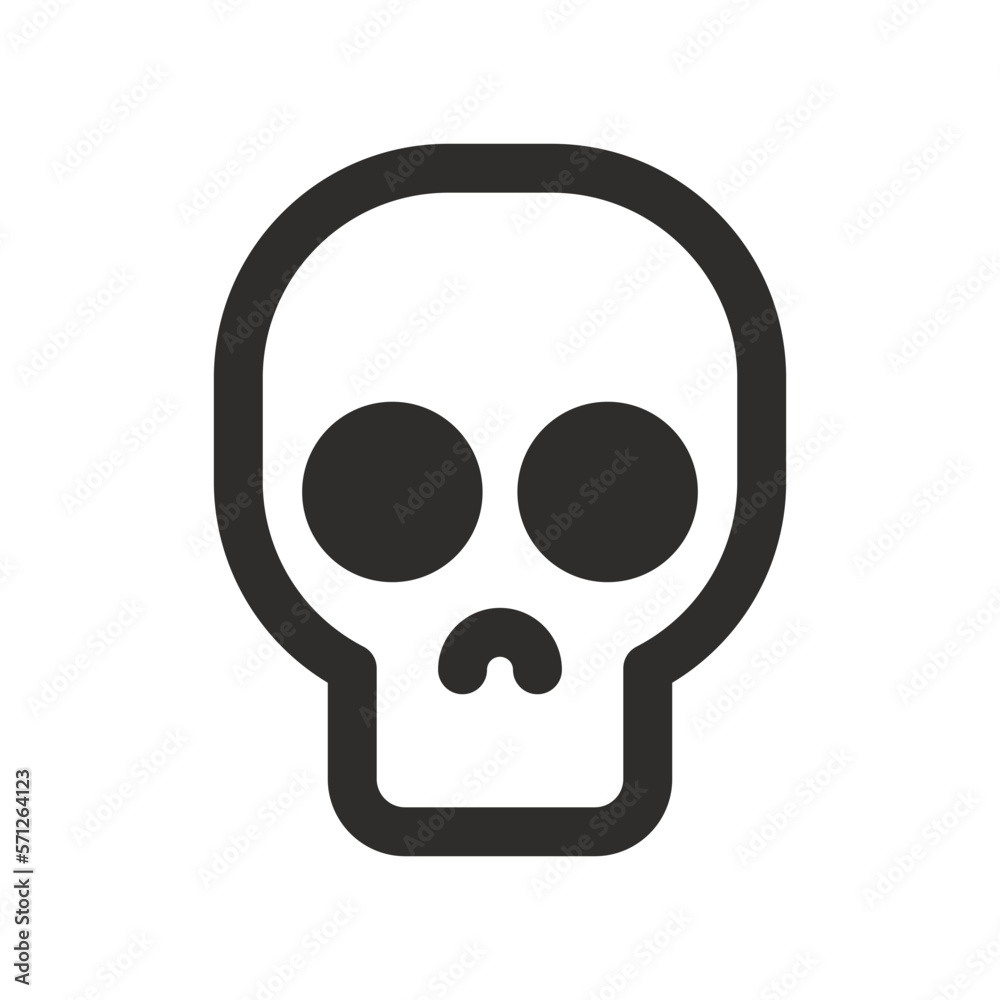 Skull vector icon. Style is flat rounded symbol, rounded angles, white background. Illustration Vector EPS