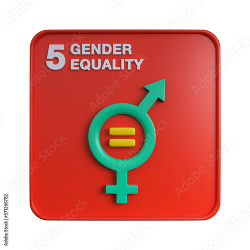 3D render of Sustainable Development Goals icon 5 Gender Equality. SDG