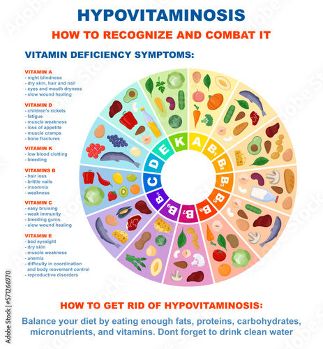 Vitamins infographic. Food sources of different organic molecule