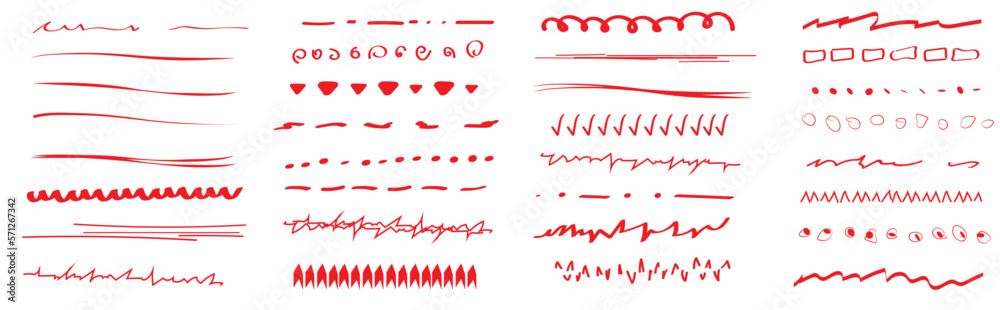 A set of wavy horizontal artistic brushes.Doodles, ink brushes. Set of vector grunge brushes. Collection of marker strokes. A set of wavy horizontal artistic brushes.Doodles, ink brushes. Set of vector grunge brushes. Collection of marker strokes.