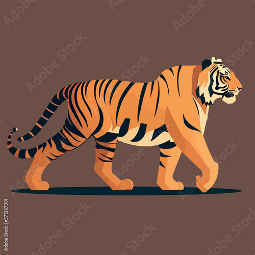 Flat tiger cartoon vector illustration
