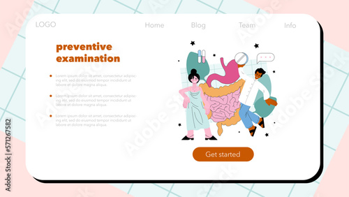 Gastroenterology doctor web banner or landing page. Colon