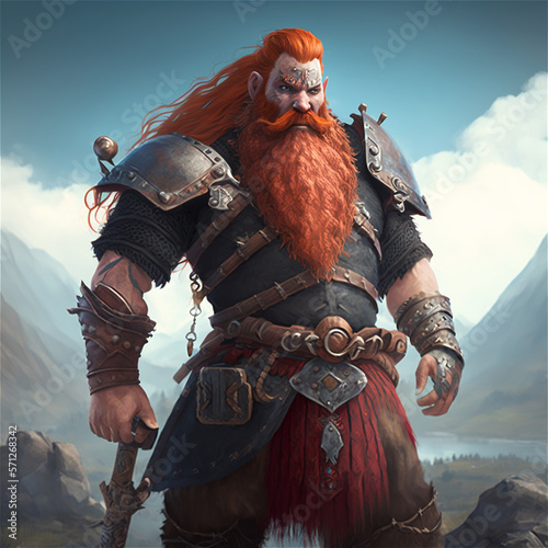 Red head dwarf fantasy character