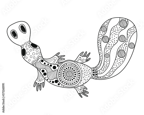 Platypus drawing in aboriginal art style - Vector illustration