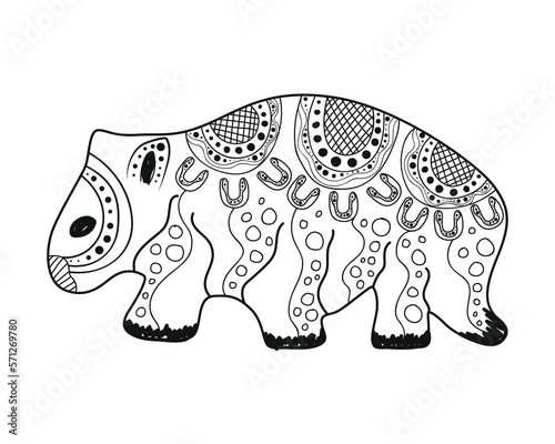 Wombat drawing in aboriginal art style - Vector illustration