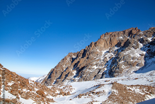 Beautiful landscape of winter snow mountains.