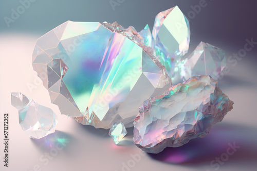 Mysterious opal crystal abstract generative background photo