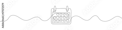 Continuous linear drawing of calendar. Single line drawing of calendar. Vector illustration.