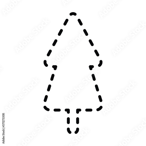 Tracing lines dotted tree outline shape for preschool and kindergarten school kids worksheet element for drawing and handwriting practice