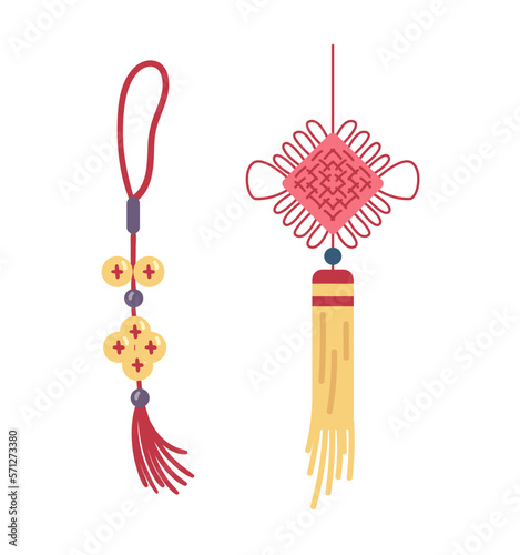 Chinese paper lantern vector illustration isolated on white.